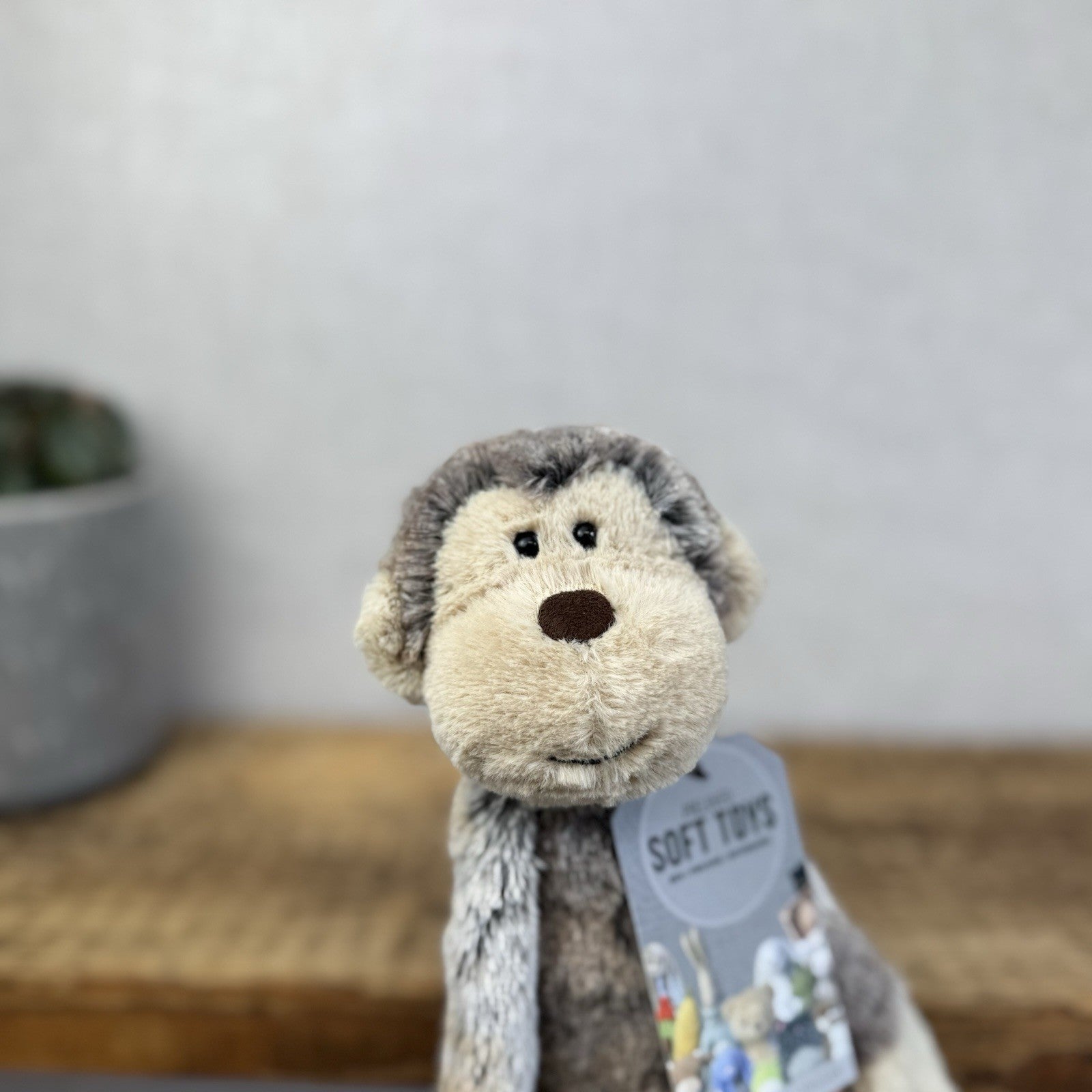 Jellycat Small Mattie Monkey - Woodland Grey/Brown Mix Monkey Beanie Plush 11"