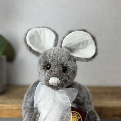 Charlie Bear Yarg Mouse - Small Mouse Charlie Bear 5 Way Jointed With Bow & Tag