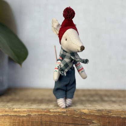 Maileg Big Brother Christmas Mouse - Mouse In Scarf And Red Hat Maileg World