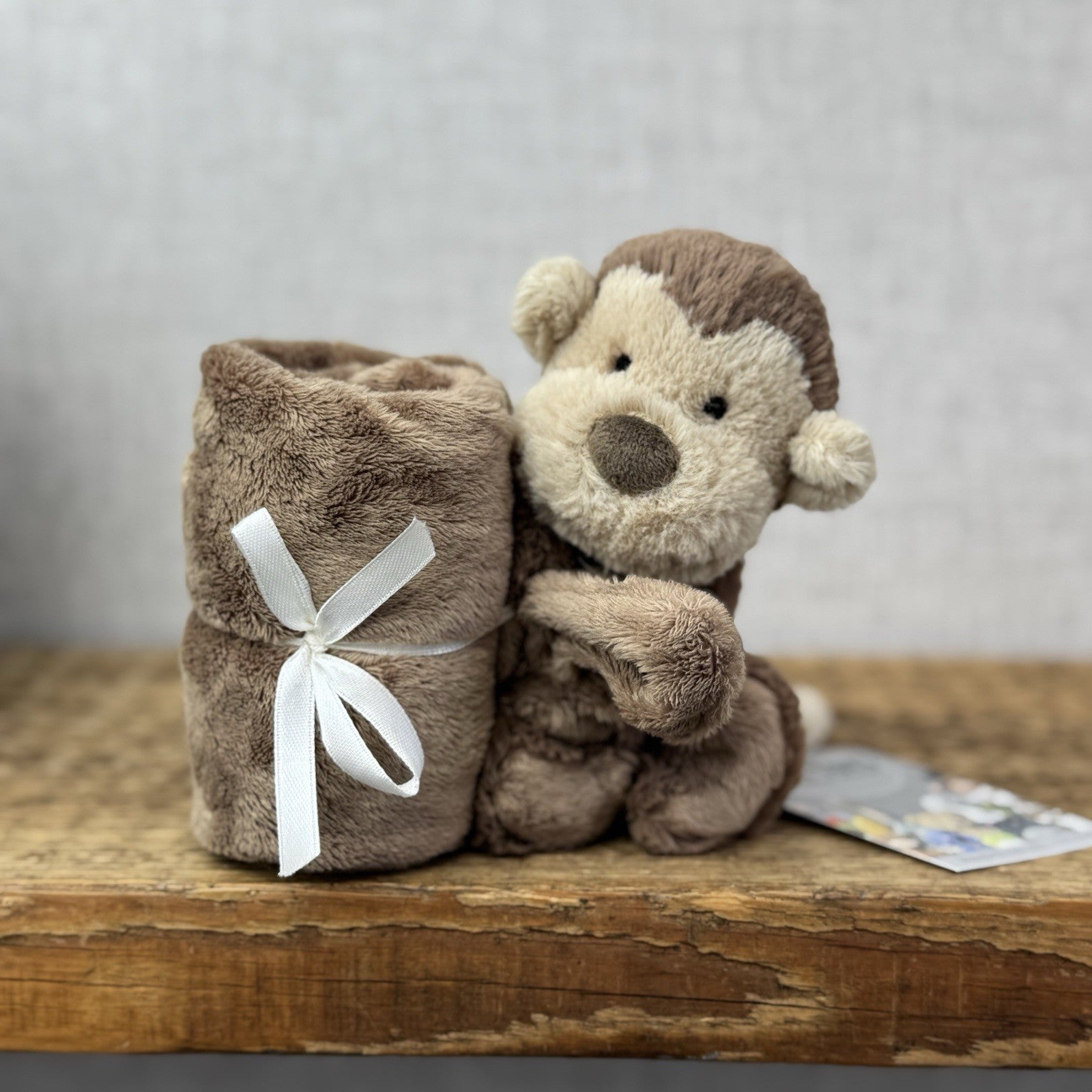Jellycat Bashful Monkey Soother - Mini Monkey Comfort Blanket Retired Brown