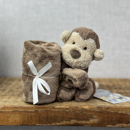 Jellycat Bashful Monkey Soother - Mini Monkey Comfort Blanket Retired Brown