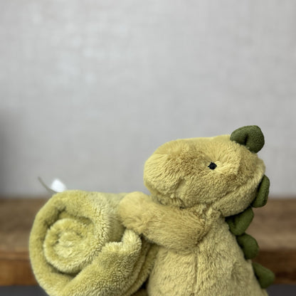 Jellycat Green Bashful Dinosaur Blanket - Colder Blanket Soft Soother Retired