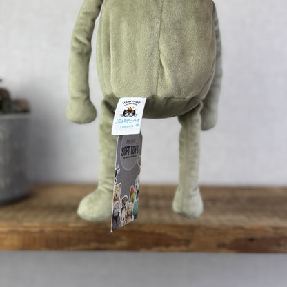 Jellycat Heritage Collection Medium Fergus Frog - Suede Green Floppy Frog 12"