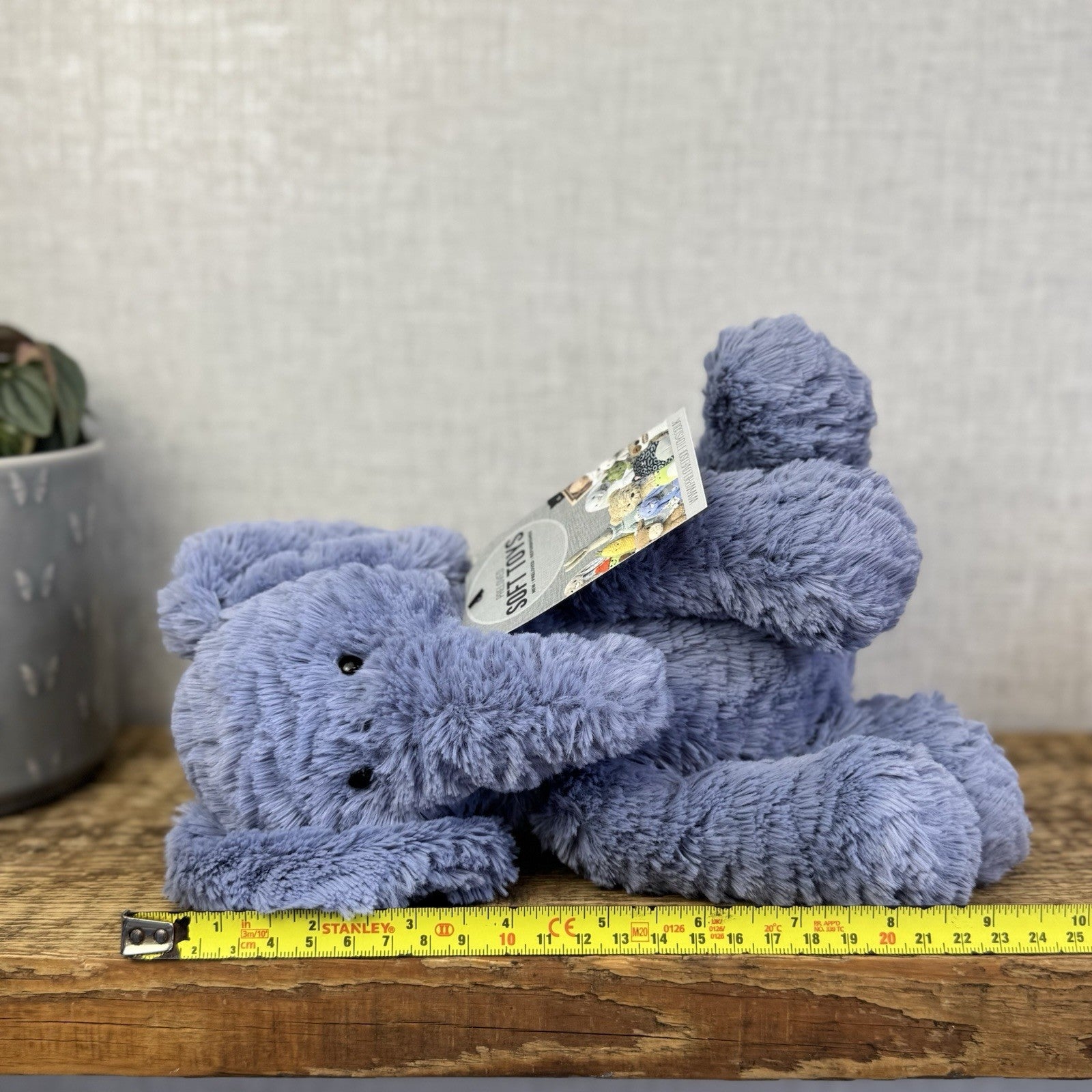 Jellycat Medium Fuddlewuddle Elephant Blue - Blue Sitting Ele Retired 8" (#2)