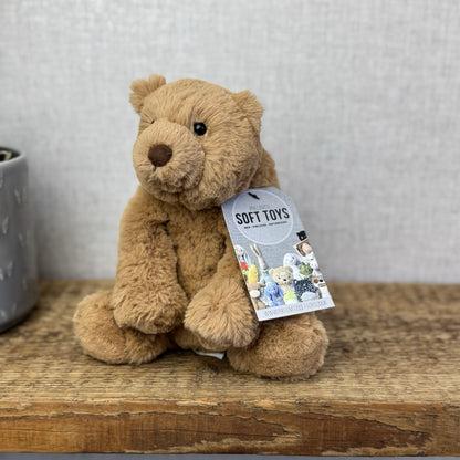 Jellycat Small Cecil Bear - Small Sitting Brown Bear Beanie Plush Retired 8"