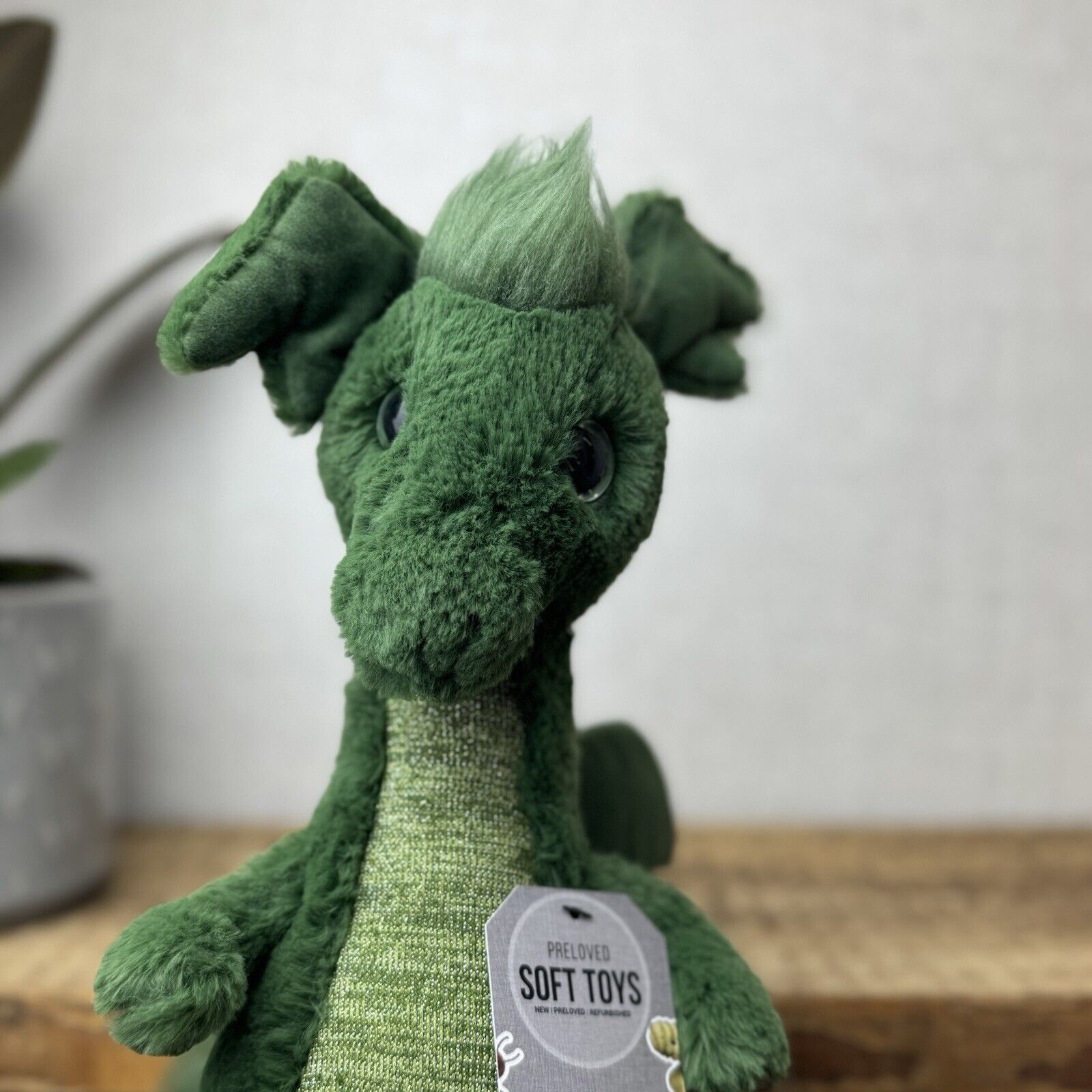 Jellycat Sparks Dragon - Green & Sparkly Standing Dragon Plush Retired Soft Toy