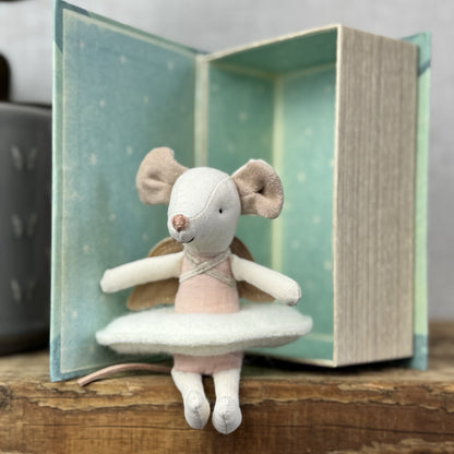 Maileg Angel Mouse, Big Sister In Book - New Without Tags Retired 2020