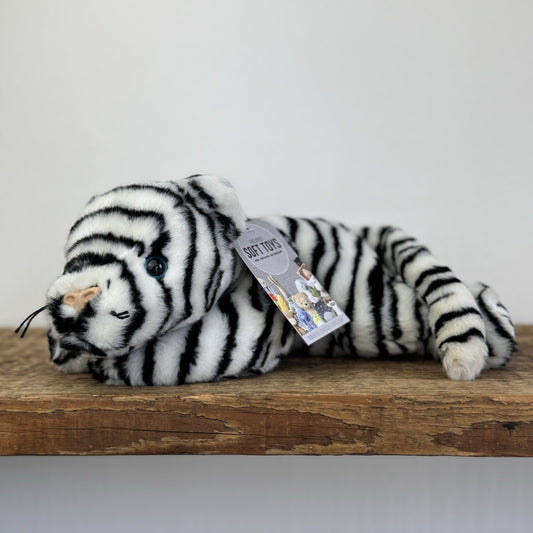 TY Beanie Buddies Blizzard- Beanie Laying White Tiger Soft Toy 2000s