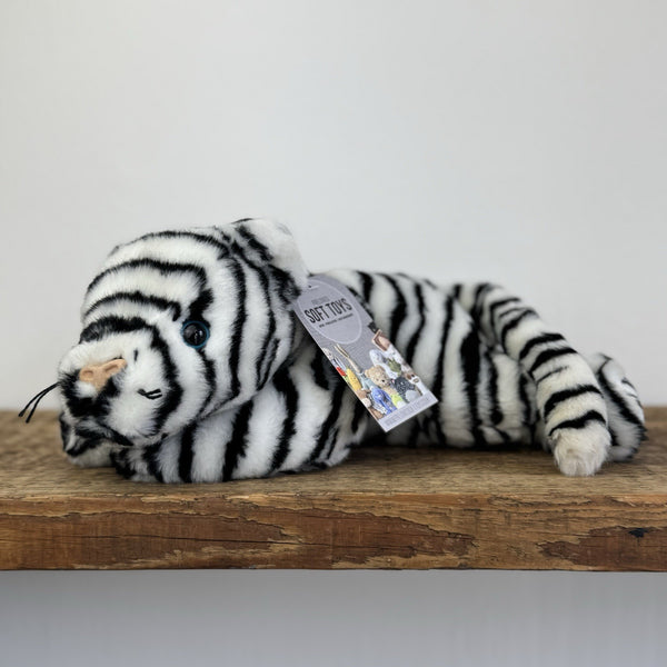 TY Beanie Buddies Blizzard- Beanie Laying White Tiger Soft Toy 2000s