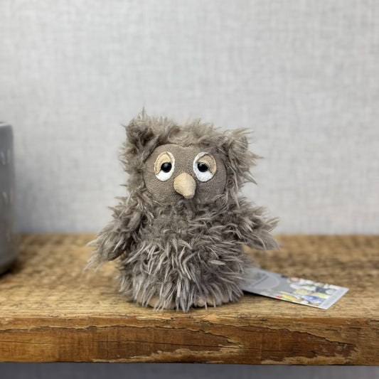 Jellycat BonBon Owl - Brown/grey Small Fluffy Owl Soft Toy - Bird Tiny 5” (#2)