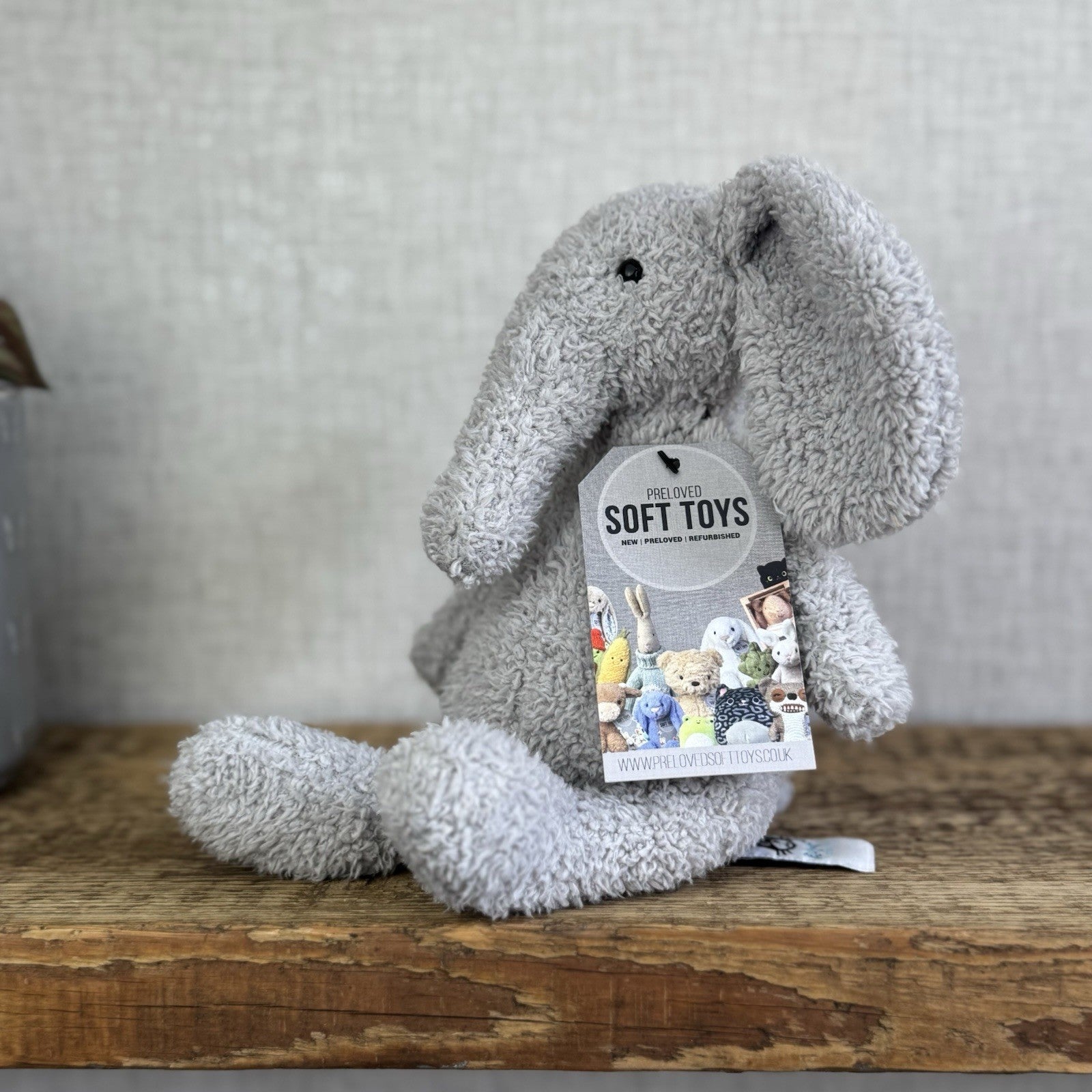 Jellycat Chou Chou Elephant - ChouChou Grey Beanie Textured Soft Elephant 10”