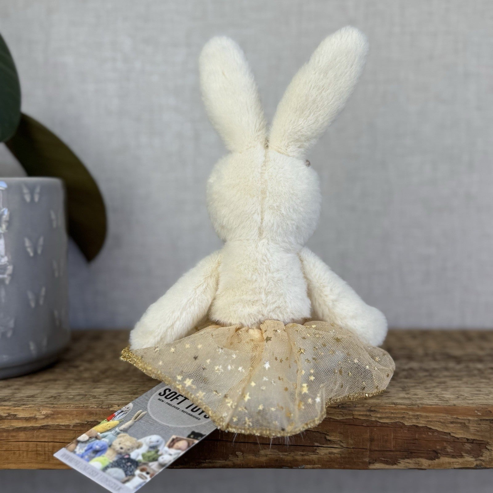 Jellycat Glistening Belle Cream Bunny Ballet Gold Tutu Ballerina - Retired 10”