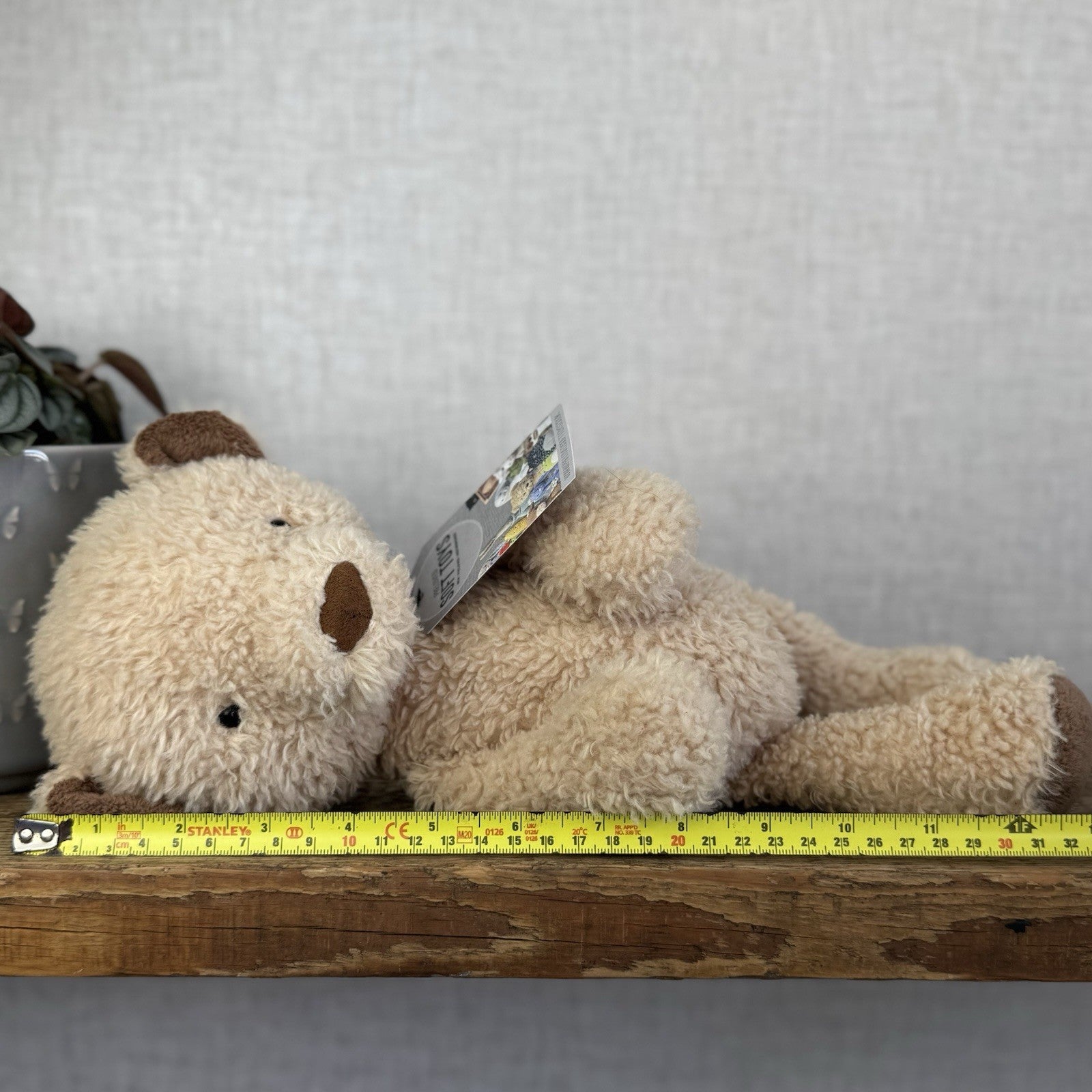 Jellycat Medium Vintage Bear - Vintage Light Brown Bear Beanie Soft Toy 12” (#2)