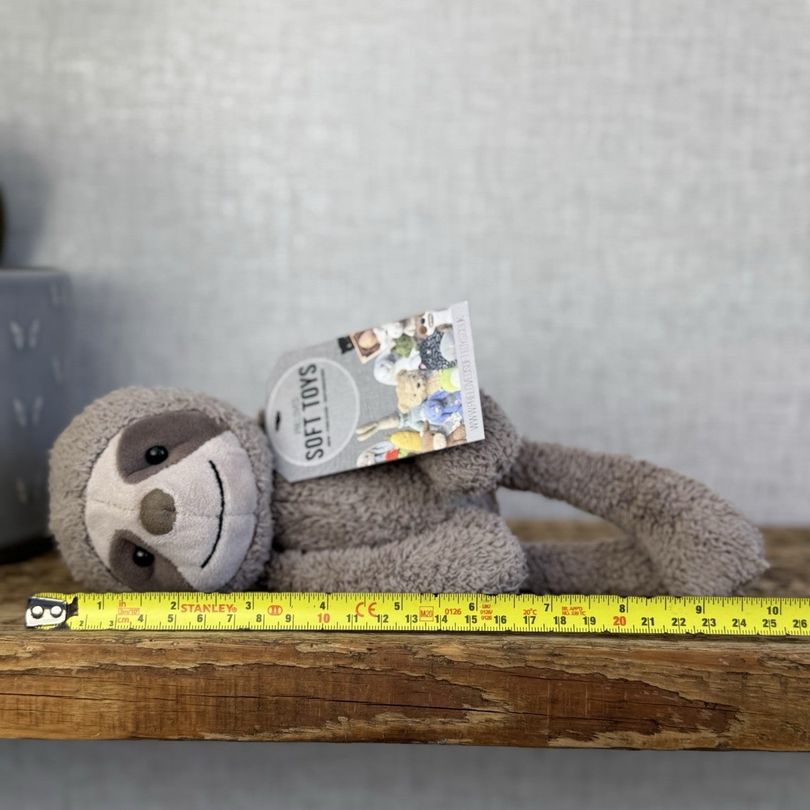 Jellycat Woogie Sloth - Small Grey Beanie Sloth Plush Rare Collectible Cute 10”