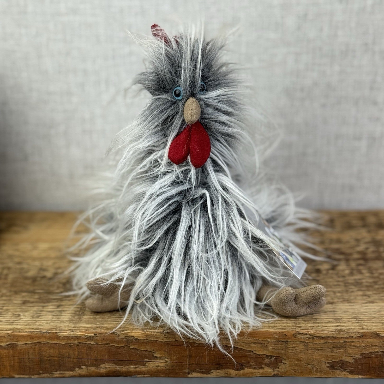 Jellycat Roger Rooster - Grey Hairy Rooster Soft Toy Small Rare/Retired 8"