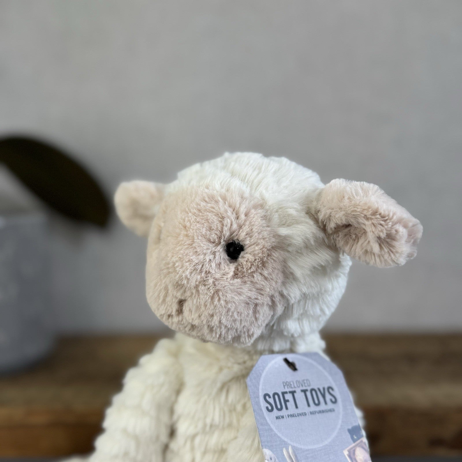 Jellycat Medium Fuddlewuddle Lamb Beige Face Textured Sheep Beanie 9" (#2)