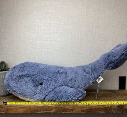 Jellycat Large/Huge Wilbur Whale 18” Big Blue Soft Whale Plush Beanie Retired 