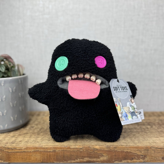 Fuggler Oogah Boogah Black Fleecy Fuggler - Button Eyes Tongue Out Funny Monster