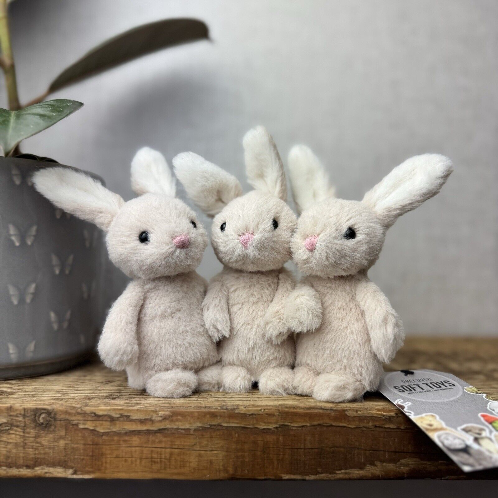 Jellycat Oatmeal Fluffy Bunny - Mini Bunny - Tiny Fluffy Bunny 5” Pocket Pal (2)