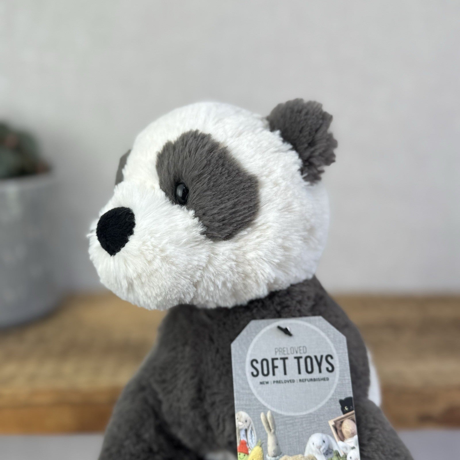 Jellycat Medium Huggady Panda - Floppy Panda Beanie Plush Soft Toy Retired 10"