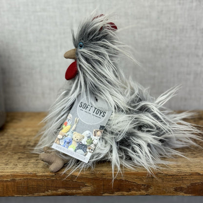 Jellycat Roger Rooster - Grey Hairy Rooster Soft Toy Small Rare/Retired 8"
