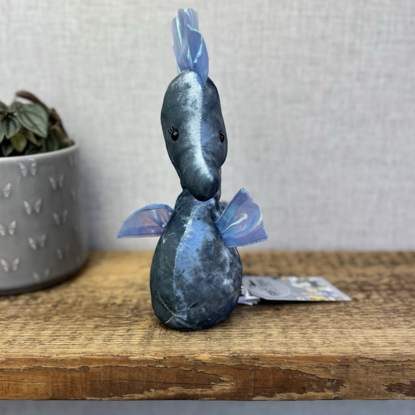 Jellycat Coral Cutie Seahorse Soft Toy - Blue Velour Sea Horse Soft Toy 8"