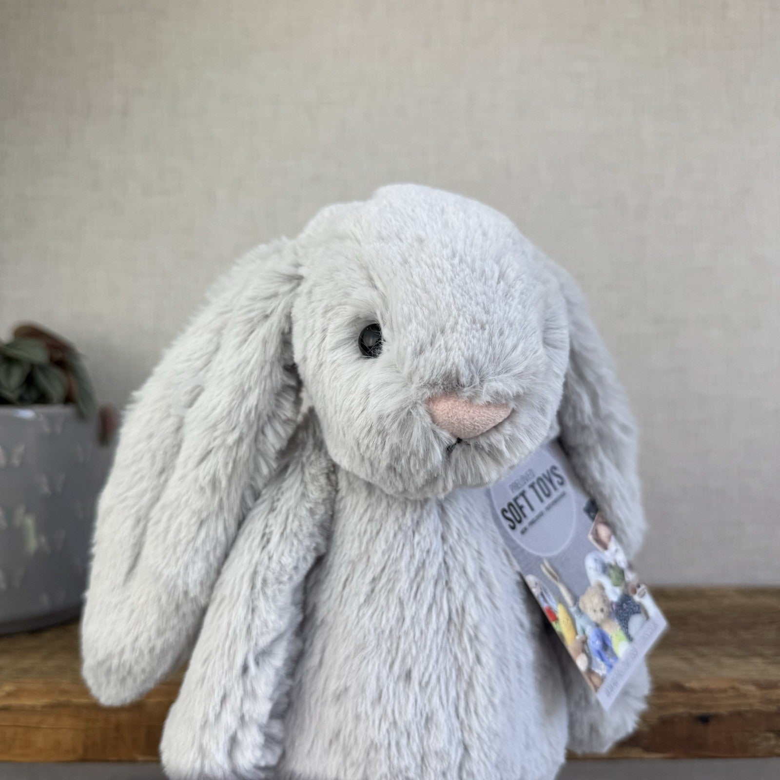 Jellycat Medium Bashful Grey Bunny - Grey With White Tail - Silver Rabbit 12"