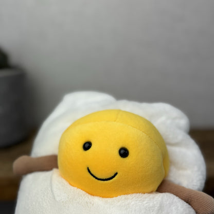 Jellycat Amuseable Fried Egg - Egg Soft Toy Sunny Side Up Medium Retired 9"