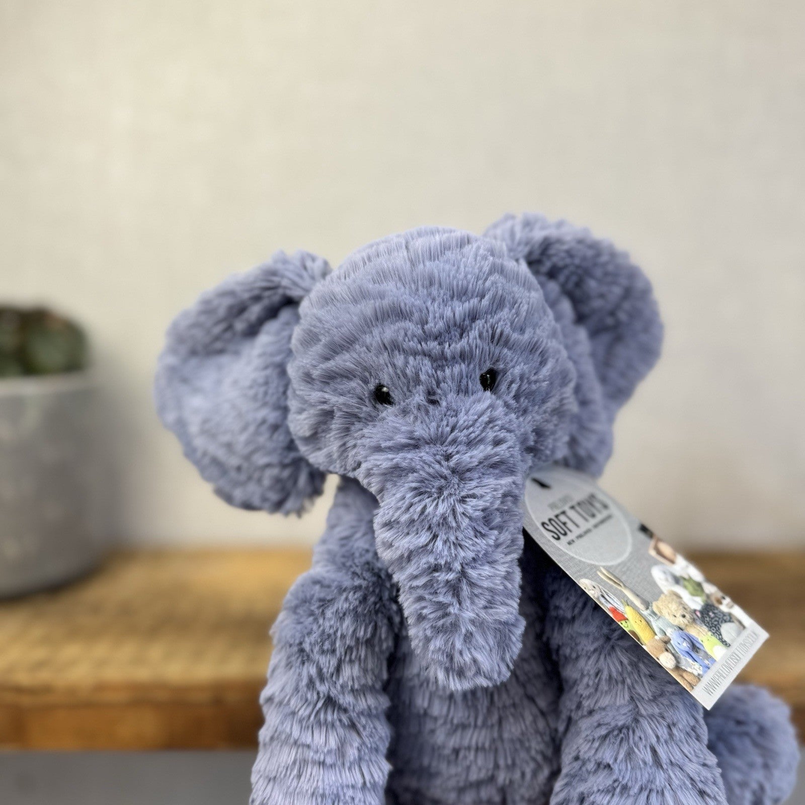 Jellycat Medium Fuddlewuddle Elephant Blue - Blue Sitting Ele Retired 8" (#2)