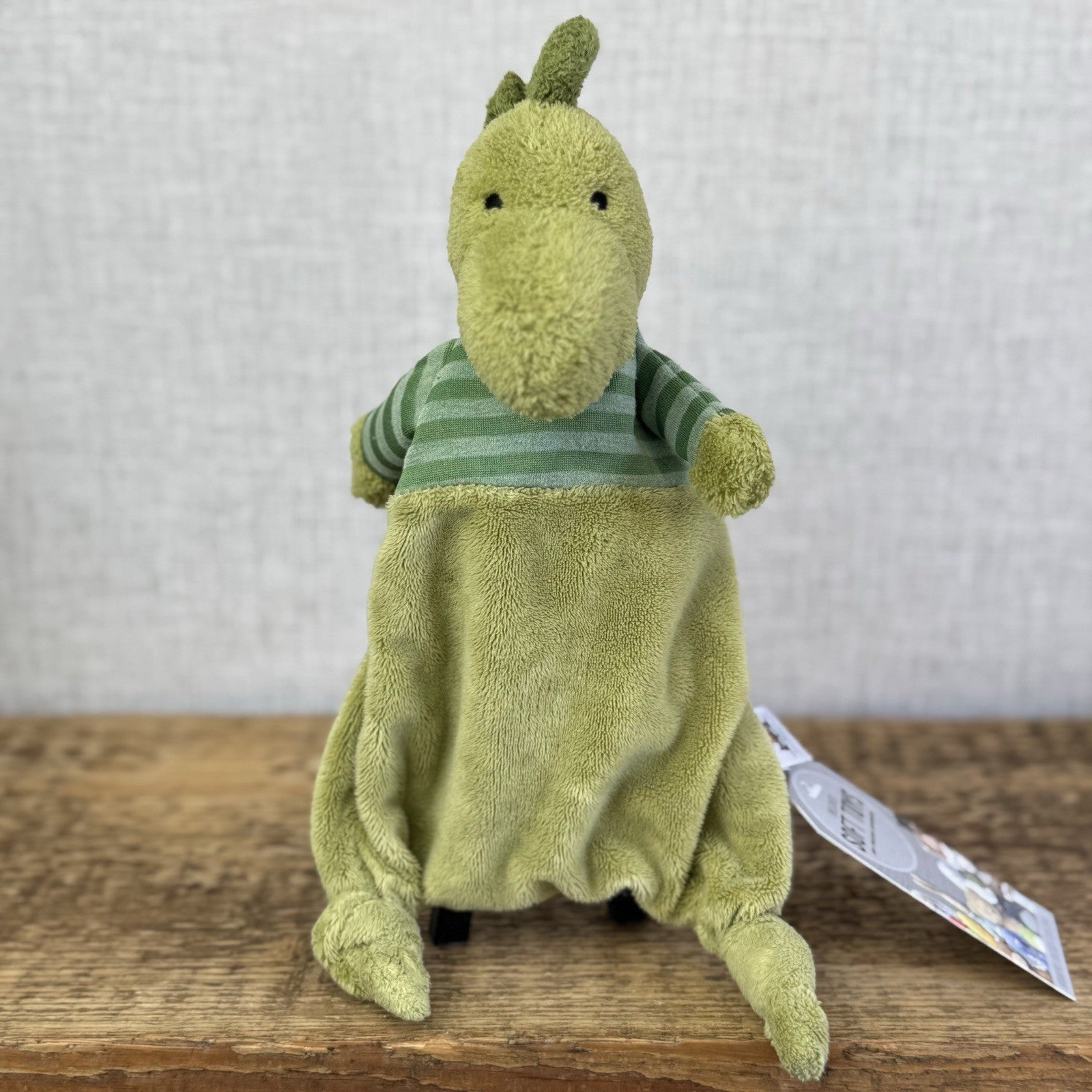 Jellycat Green Stripey Dino Soother- Dino Doudou Comforter Retired 8"