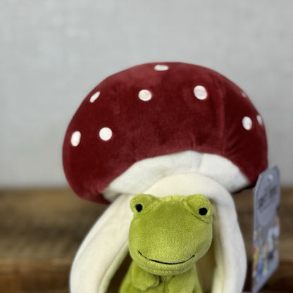 Jellycat Forest Fauna Mushroom Frog - Toadstool House Mini Frog Beanie (#2)