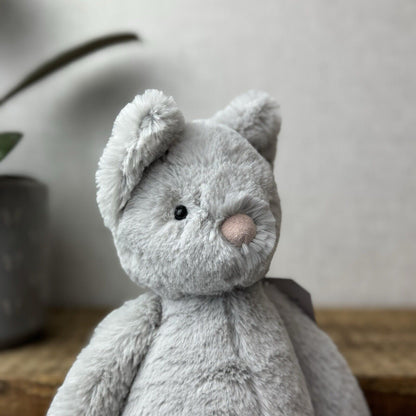 Jellycat Medium Bashful Grey Cat Kitten - All Grey Cat Beanie Plush Retired 12”