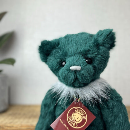 Charlie Bear Mr Cuddles - Festive Green Collectors Bear Posable - CB181715