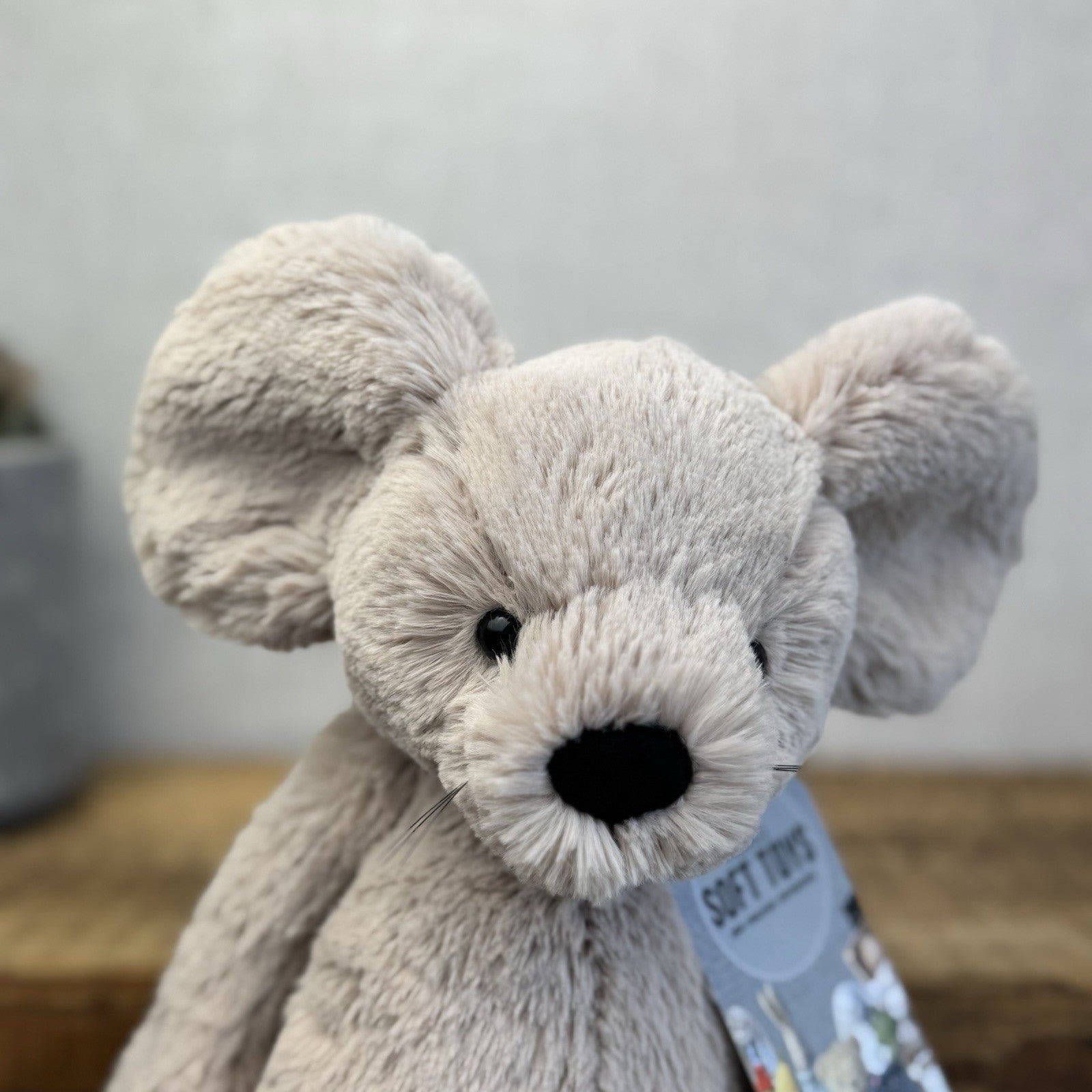 Jellycat Medium Grey Bashful Mouse - Mouse Soft Toy Whiskers Retired Rare 12"