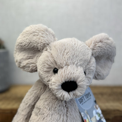 Jellycat Medium Grey Bashful Mouse - Mouse Soft Toy Whiskers Retired Rare 12"