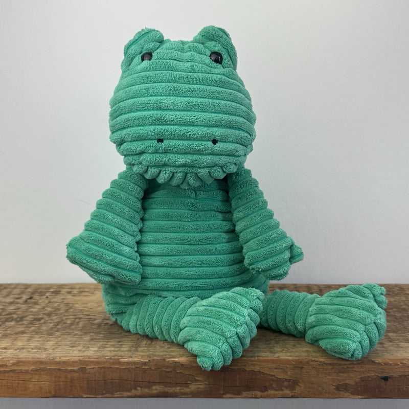 Jellycat Medium Cordy Roy Frog - Large Green Corduroy Beanie Frog (Partial Tag)