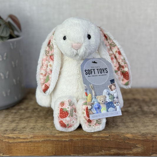 Jellycat Small Bashful Blossom Cream Bunny Berry - Cream Bunny Pink Ears NWOT 8”