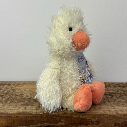 Jellycat Angora Duck - Rare Indigo Exclusive Fluffy Cream Duck Medium 12"