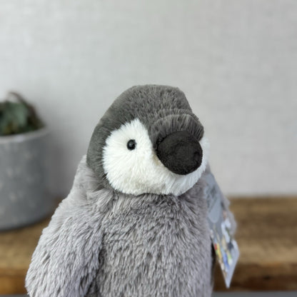Jellycat Percy Penguin Medium Soft Plush Toy -  Grey Fluffy Penguin Plush 10"