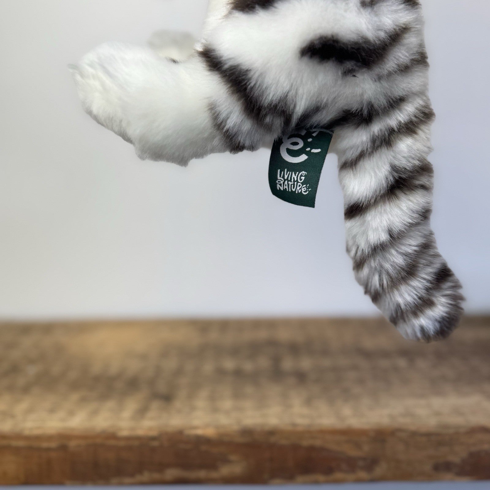 Living Nature White Tiger Soft Toy - Small White/Grey Wild Cat Beanie Plush