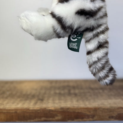 Living Nature White Tiger Soft Toy - Small White/Grey Wild Cat Beanie Plush
