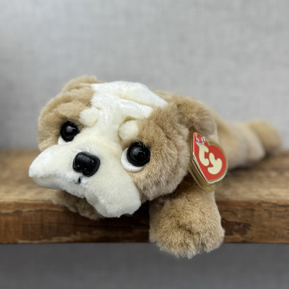 Ty Classic Beanie Buddies Churchill Bulldog Puppy Dog - Wrinkly Dog Pristine New