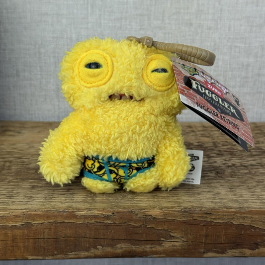 Fuggler Keyring Plush Bag Clip Toy - Yellow Squidge With Pants Series 4 NWT