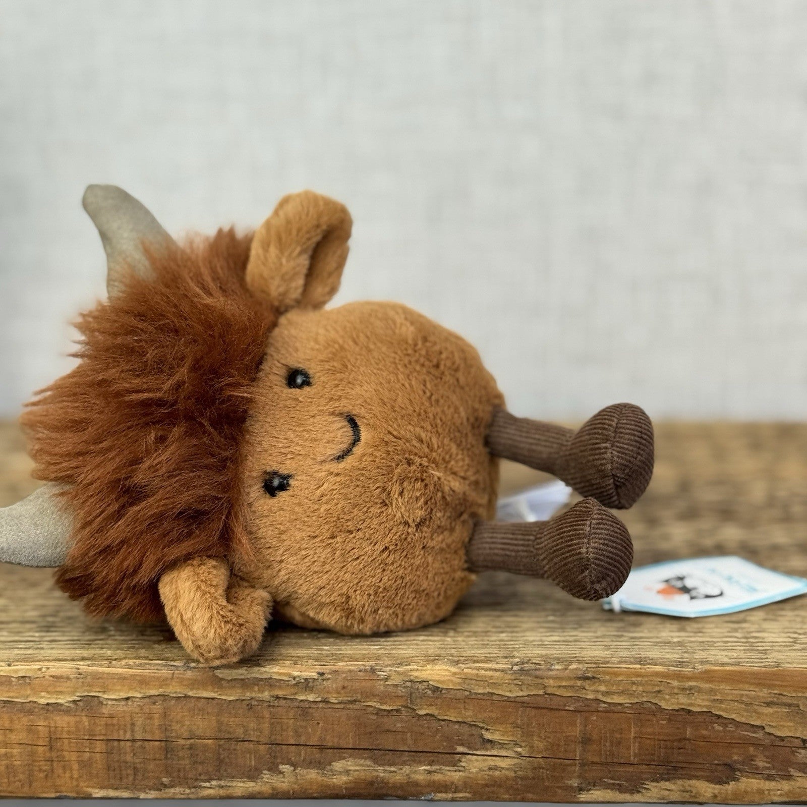 Jellycat Amuseabean Highland Cow  - Small Brown Beanie Cow Soft Toy Retired 5”
