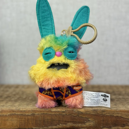 Fuggler Series 4 Keyring Soft Toy Collectible Budgie Rabbid Rabbit Rainbow Plush