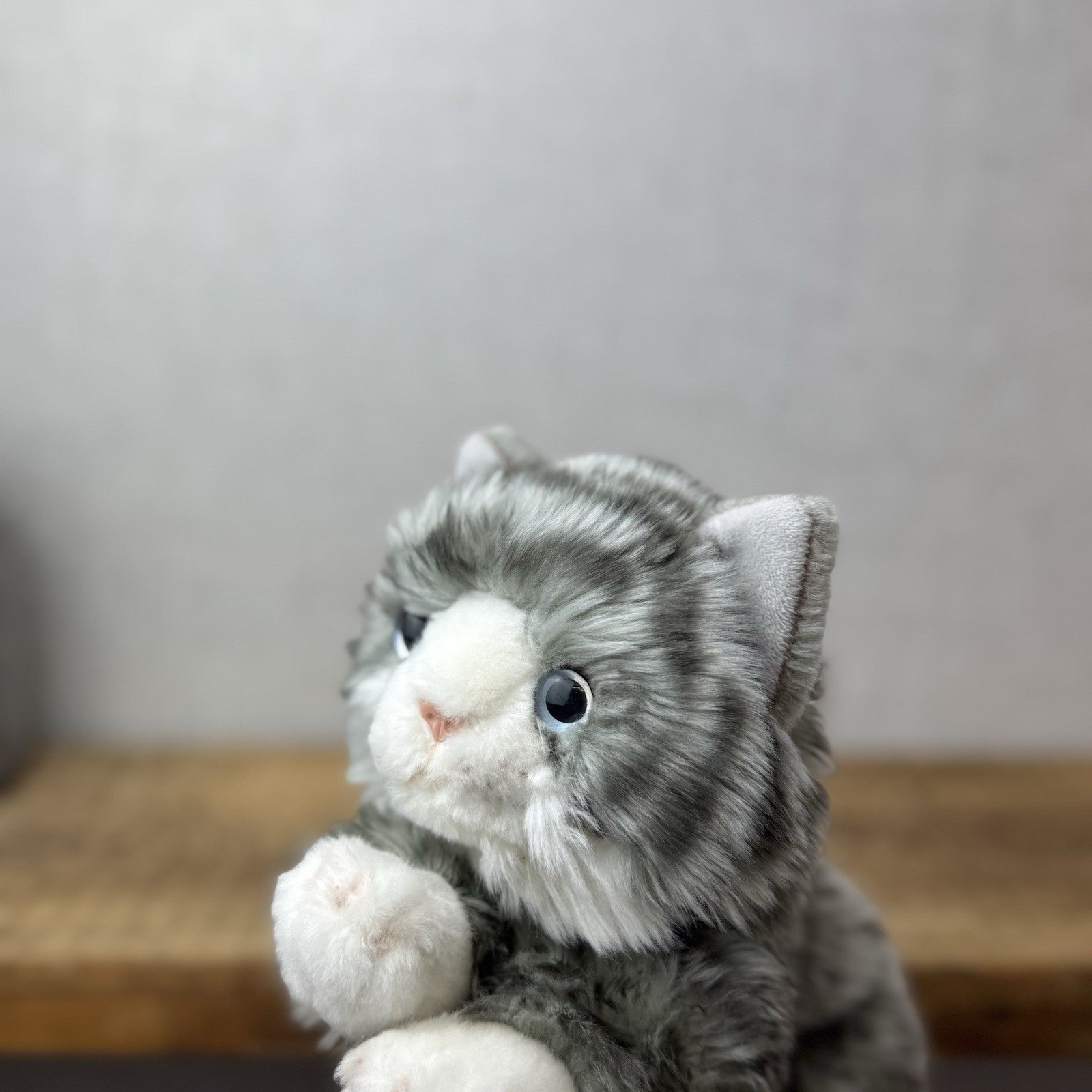 Keel Toys Tabby Cat - Grey Tabby Cat Beanie Plush Blue Eyes (Tag Cut off) Plush