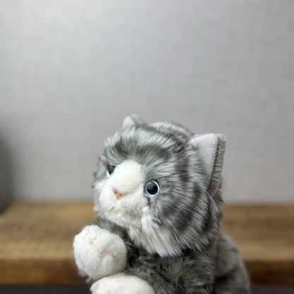 Keel Toys Tabby Cat - Grey Tabby Cat Beanie Plush Blue Eyes (Tag Cut off) Plush