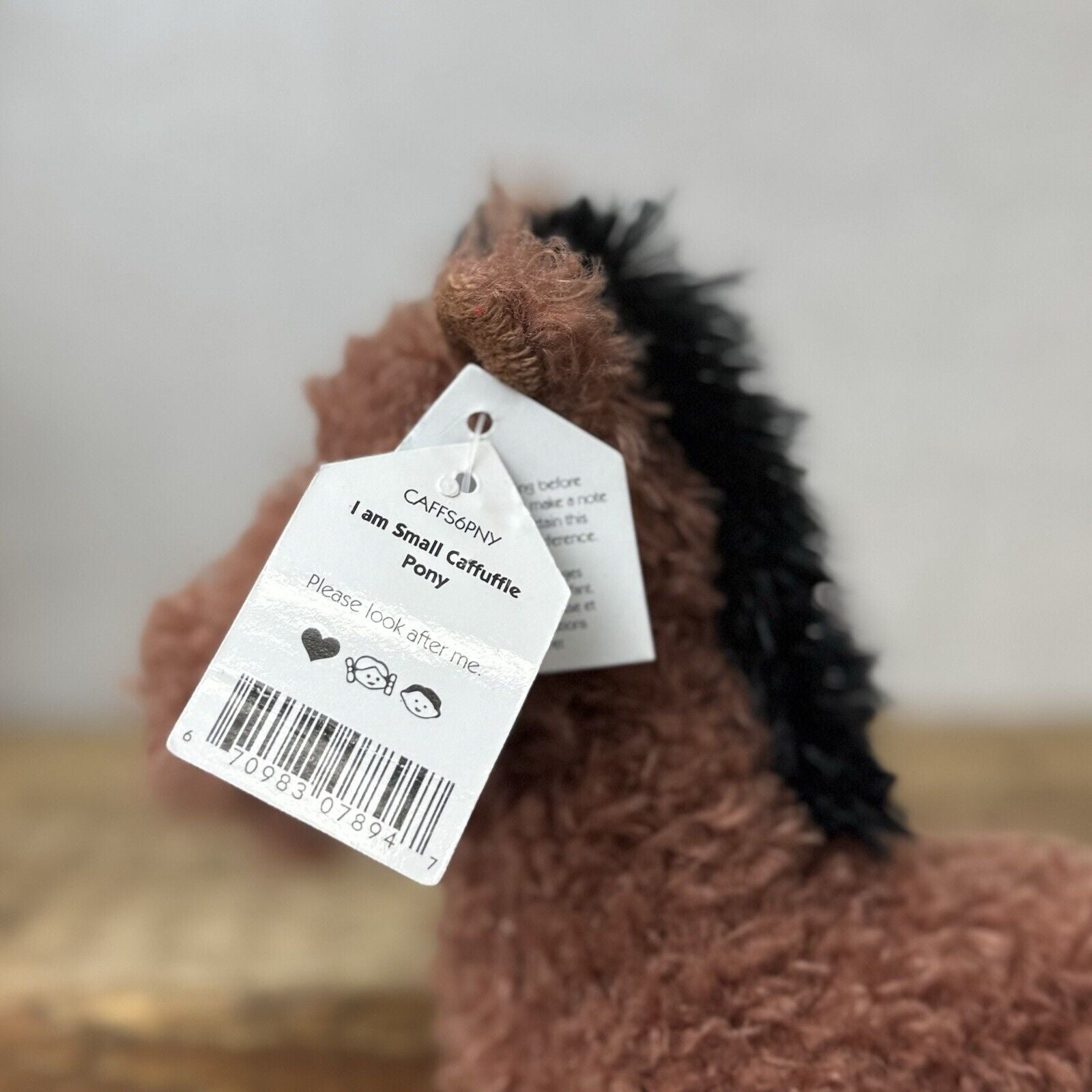 Jellycat Small Caffuffle Pony - Small Curly Hair Horse Brown Retired Rare New 7"