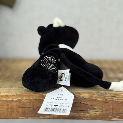Jellycat Tubby Toes Cat - Vintage Black & White Cat Soft Toy Beanie Mini 4”