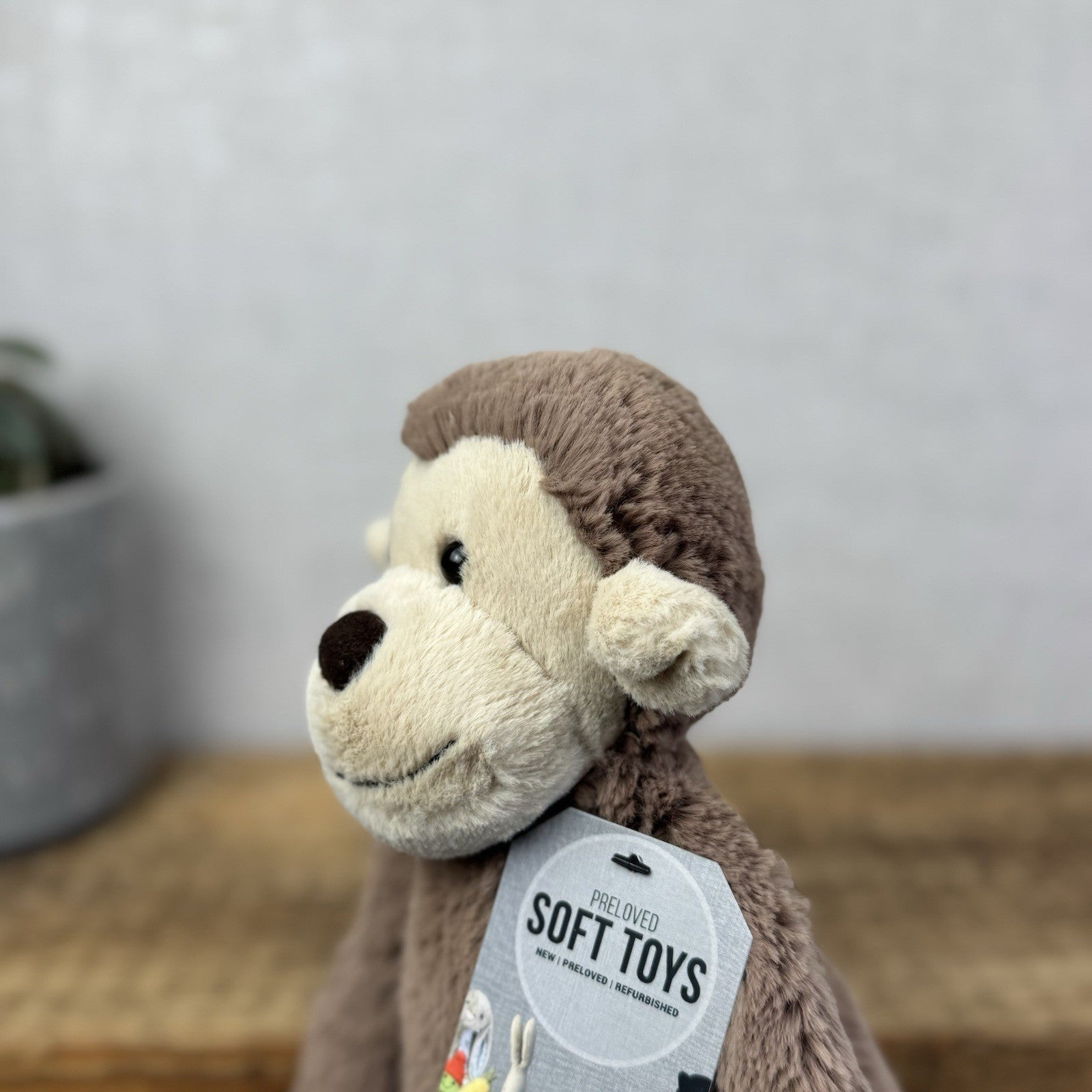 Jellycat Medium Bashful Monkey - Medium Beanie Monkey Soft Toy Plush NWOT 12"